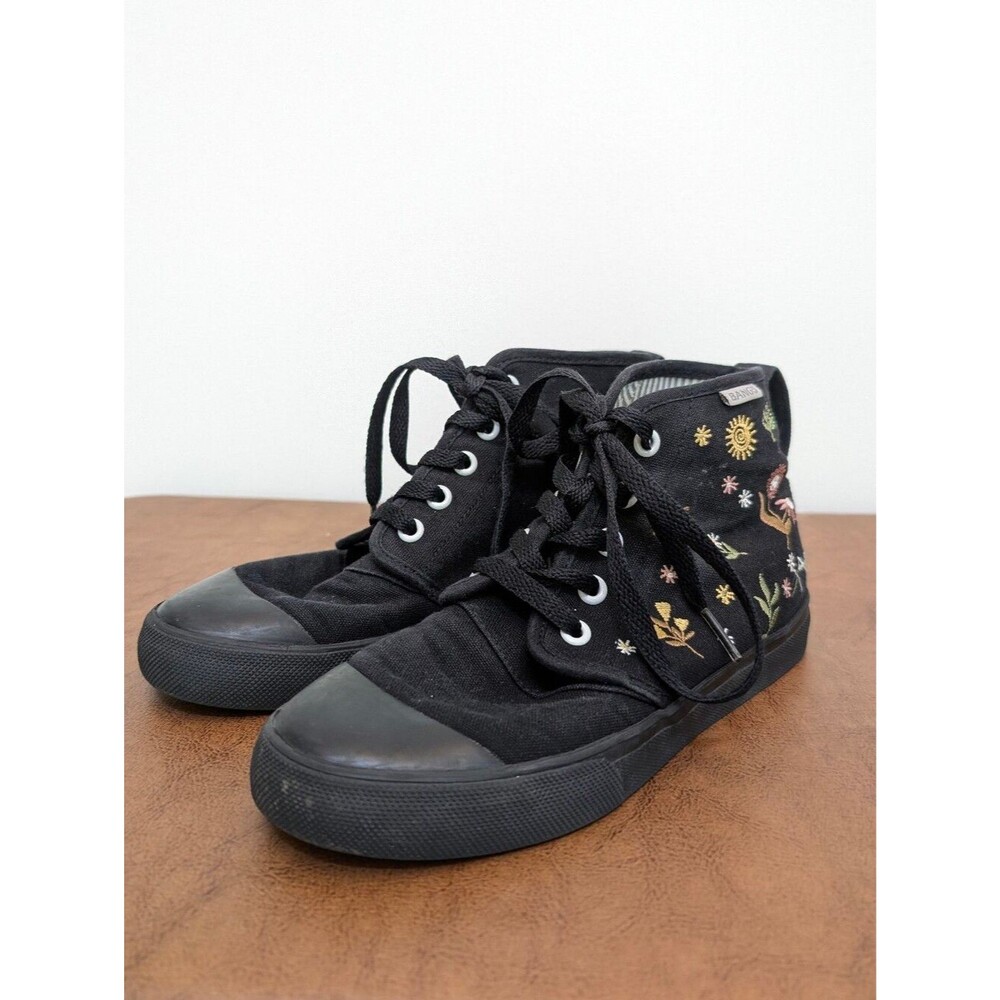 Midnight Meadow High Top Sneakers by BANGS – Embroidered Floral Canvas